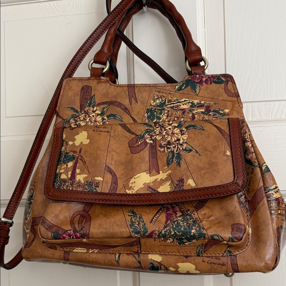 Patricia Nash Tan Floral Shoulder Bag